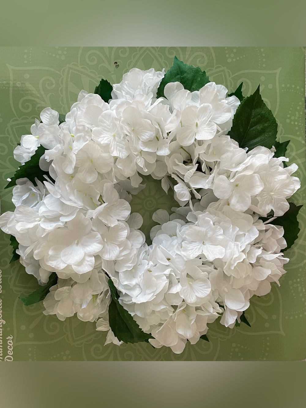 Hand Crafted White and Green Hydrangea Wreath